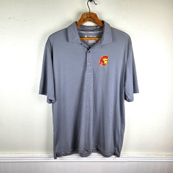 Trojan Other - Gray Striped SC TROJAN Apperal Men's Polo Shirt Size Medium